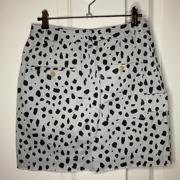 NWT ATM Animal Print Spotted Mini Carpenter Skirt Cotton Grey Black Spots 0 - Picture 2 of 13